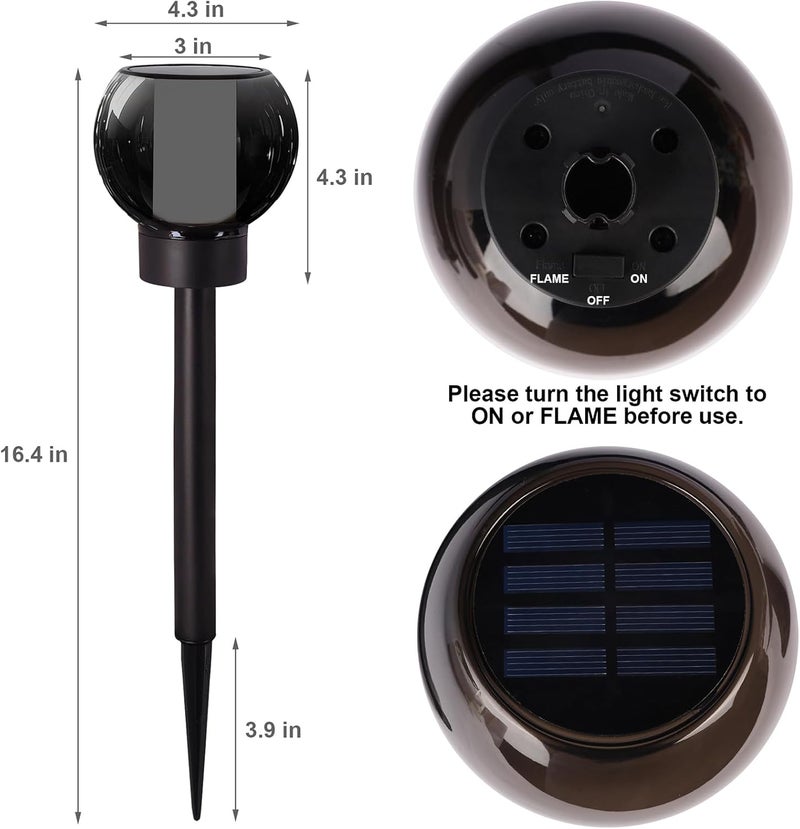 Dynaming 4 Pack Solar Torch Lights Outdoor, Flickering Flame Christmas Pathway Solar Globe Lights, Auto On/Off Garden Decorative Light, Waterproof for Landscape Lawn Patio Yard Walkway Deck Driveway - Image 2